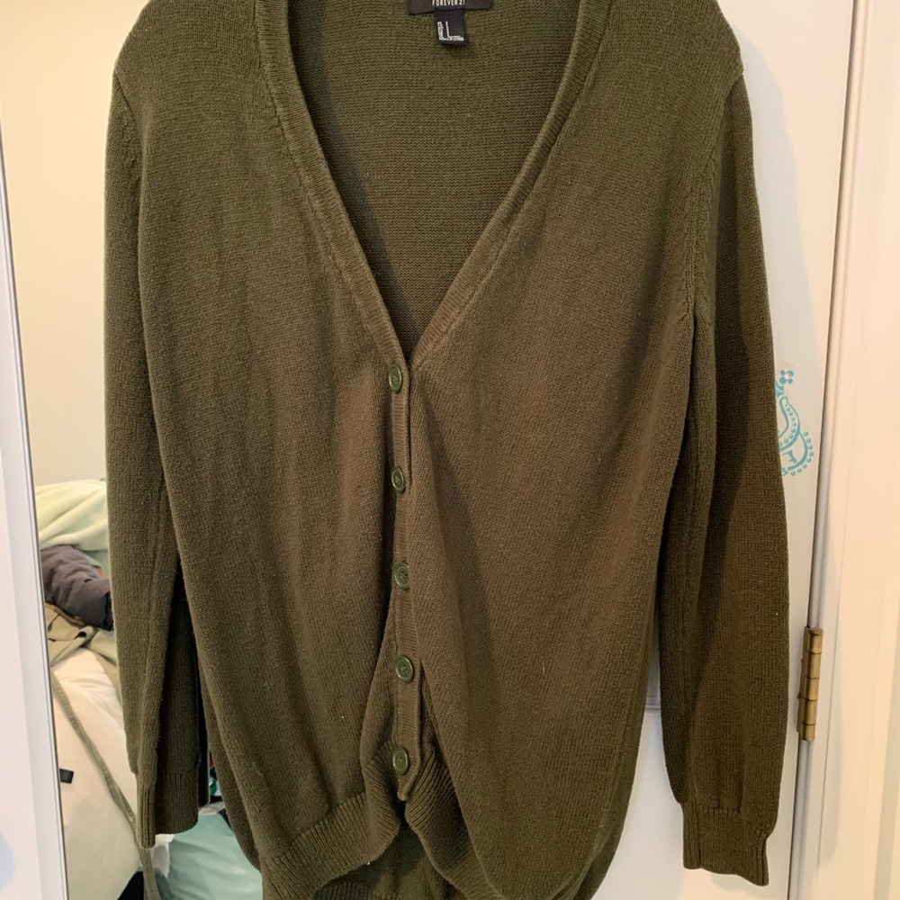 Forever 21 Dark Green Cardigan Size S